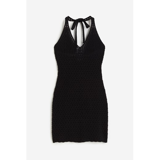 H & M - Sukienka mini o wyglądzie szydełkowej robótki - Czarny H & M L H&M