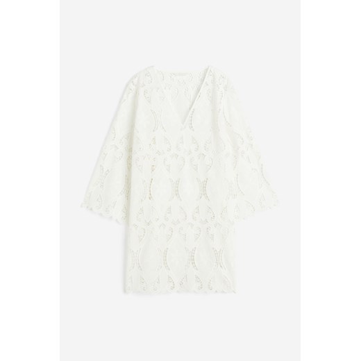 H & M - Haftowana sukienka - Biały H & M L H&M