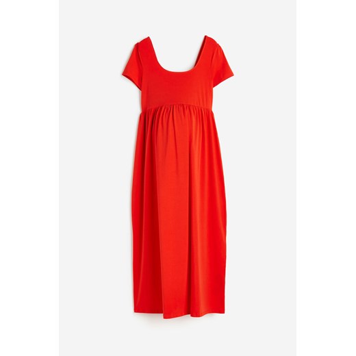 H & M - MAMA Dżersejowa sukienka z dekoltem karo - Czerwony H & M S H&M