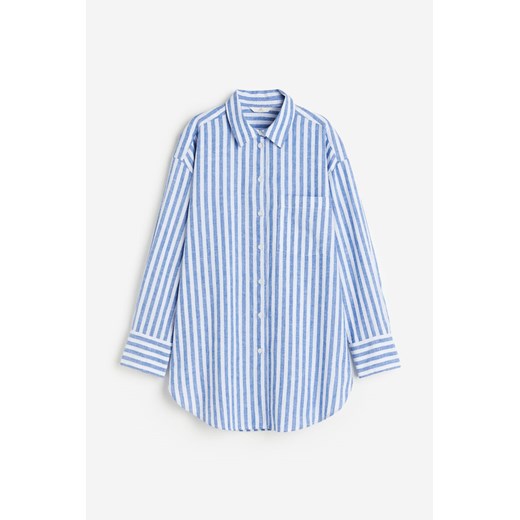 H & M - Koszula z domieszką lnu - Niebieski ze sklepu H&M w kategorii Koszule damskie - zdjęcie 171715964