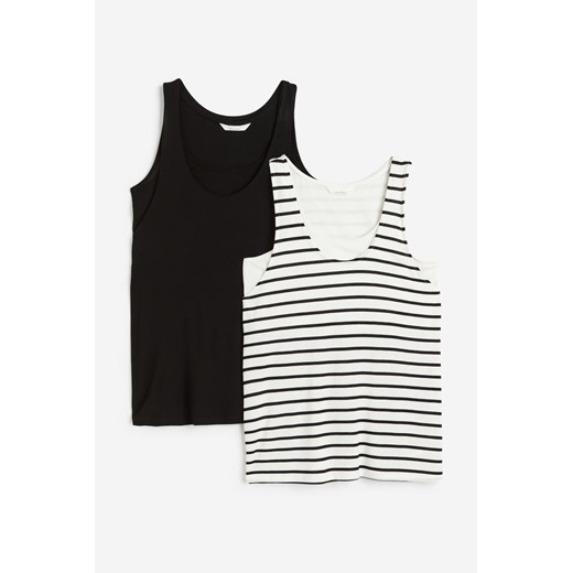 H & M - MAMA Koszulka dla karmiącej Before & After 2-pak - Czarny ze sklepu H&M w kategorii Bluzki ciążowe - zdjęcie 171715971