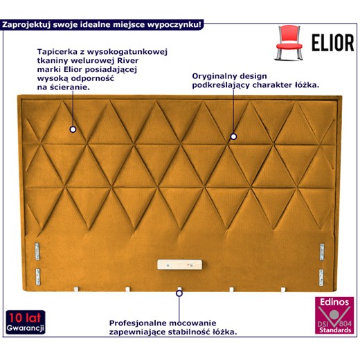 Musztardowe welurowe wezgłowie do łóżka - Rimoso 7X Elior One Size Edinos.pl