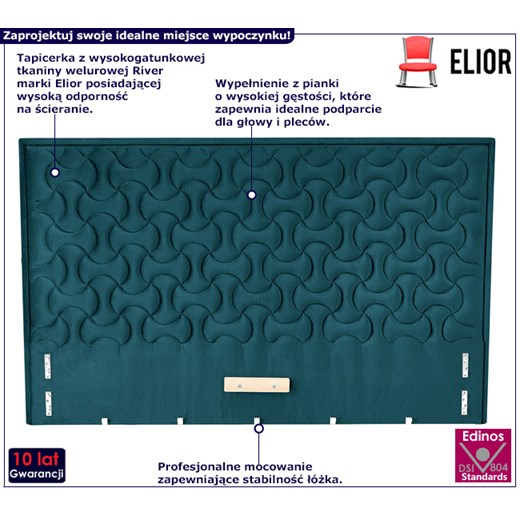 Ciemnozielone pikowane wezgłowie do łóżka - Rimoso 4X Elior One Size Edinos.pl