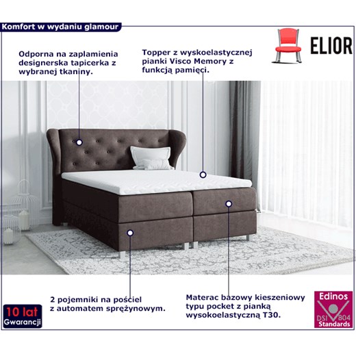 Łóżko kontynentalne Lilly 180x200 - 44 kolory Elior One Size Edinos.pl