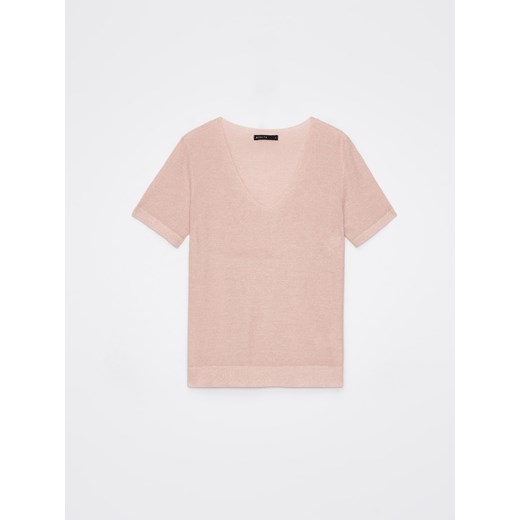 Mohito - Pudrowa bluzka z metaliczną nitką - pastelowy różowy ze sklepu Mohito w kategorii Bluzki damskie - zdjęcie 171831201