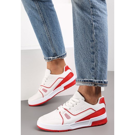 Biało-Czerwone Sneakersy Sznurowane z Ekoskóry Fondil ze sklepu renee.pl w kategorii Buty sportowe damskie - zdjęcie 171837414
