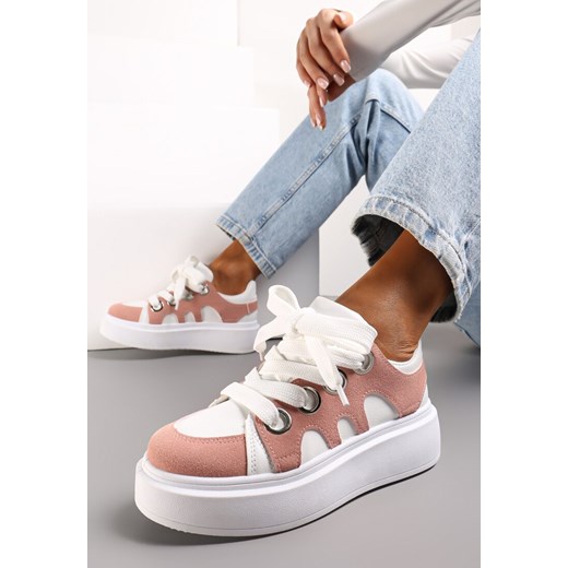 Biało-Różowe Sneakersy na Platformie Schiltes ze sklepu renee.pl w kategorii Buty sportowe damskie - zdjęcie 171861371