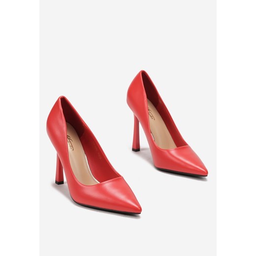Czerwone Szpilki na Geometrycznym Obcasie i Nosek w Szpic Versara Renee 38 renee.pl