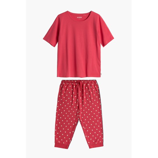 Piżama damska dzianinowa - koralowy t-shirt i spodenki 3/4 - Atlantic ze sklepu 5.10.15 w kategorii Piżamy damskie - zdjęcie 171933023