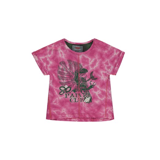 Bluzka krótki rękaw dla dziewczynki z nadrukiem różowa ze sklepu 5.10.15 w kategorii Bluzki dziewczęce - zdjęcie 171933070