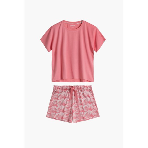 Piżama damska bawełniana - t-shirt i krótkie spodenki w kwiatki - różowa - Atlantic ze sklepu 5.10.15 w kategorii Piżamy damskie - zdjęcie 171933100