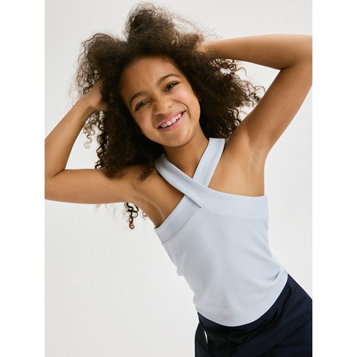 Reserved - Top ze skrzyżowanymi ramiączkami - jasnoniebieski Reserved 146/152 (10-11 lat) Reserved