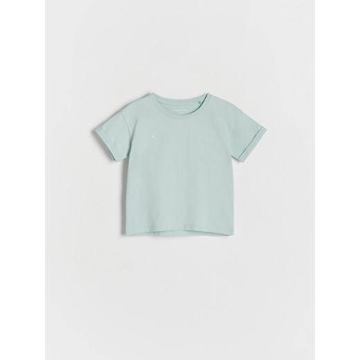 Reserved - T-shirt z ozdobnym haftem - jasnoturkusowy ze sklepu Reserved w kategorii Koszulki niemowlęce - zdjęcie 171938554
