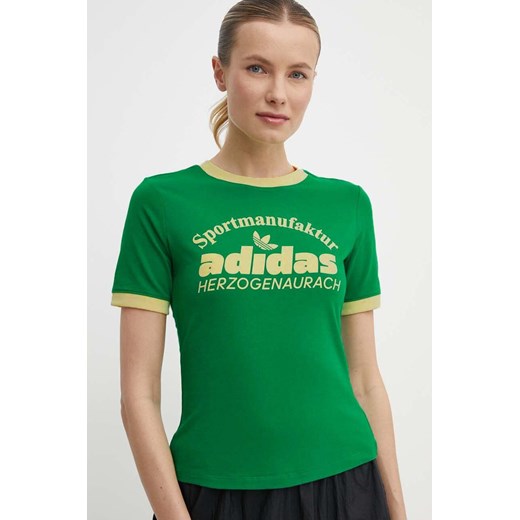 adidas Originals t-shirt damski kolor zielony IR6084 ze sklepu ANSWEAR.com w kategorii Bluzki damskie - zdjęcie 171940323
