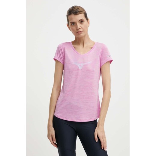 Mizuno t-shirt do biegania Impulse Core kolor różowy J2GAB213 ze sklepu ANSWEAR.com w kategorii Bluzki damskie - zdjęcie 171940341