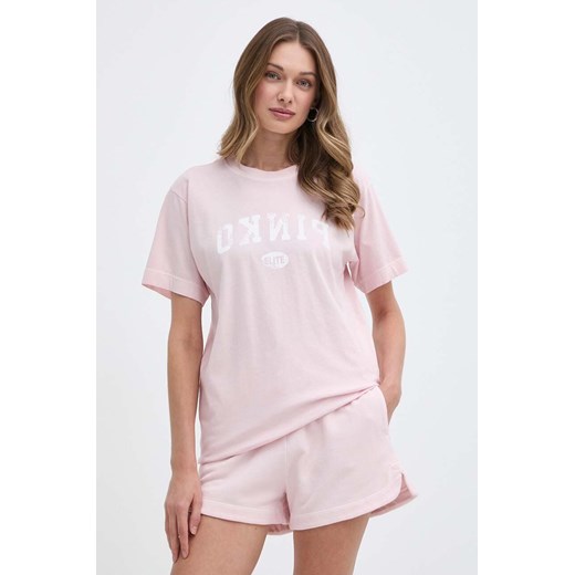 Pinko t-shirt bawełniany damski kolor różowy 104269 A25Z ze sklepu ANSWEAR.com w kategorii Bluzki damskie - zdjęcie 171940353