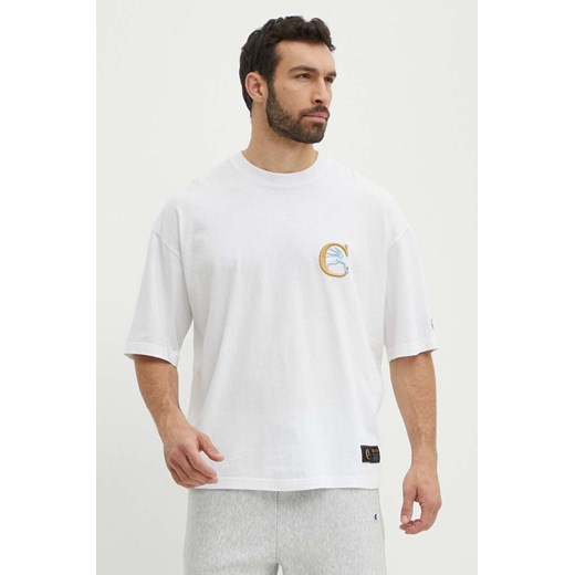 Champion t-shirt bawełniany męski kolor biały z aplikacją 219999 ze sklepu ANSWEAR.com w kategorii T-shirty męskie - zdjęcie 171940411