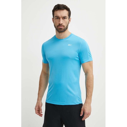 Reebok t-shirt treningowy Tech kolor niebieski gładki 100076454 ze sklepu ANSWEAR.com w kategorii T-shirty męskie - zdjęcie 171940431