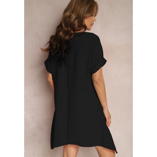 Renee bluzka damska czarna z krótkimi rękawami z okrągłym dekoltem 