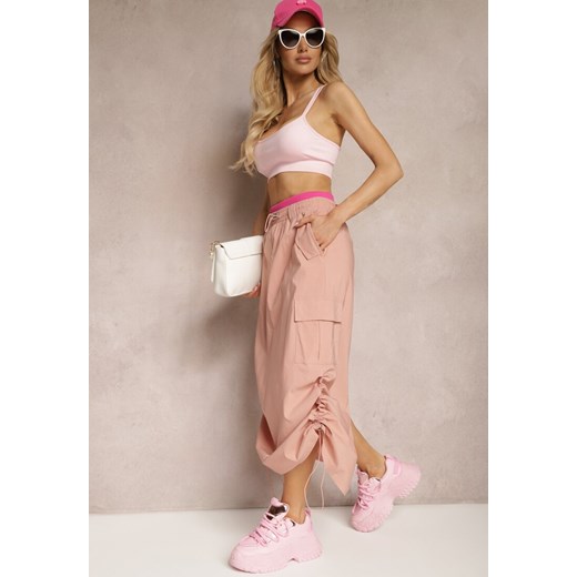 Różowa Spódnica ze Ściąganym Dołem ze Stoperami i Kieszeniami Lariena ze sklepu Renee odzież w kategorii Spódnice - zdjęcie 171943160
