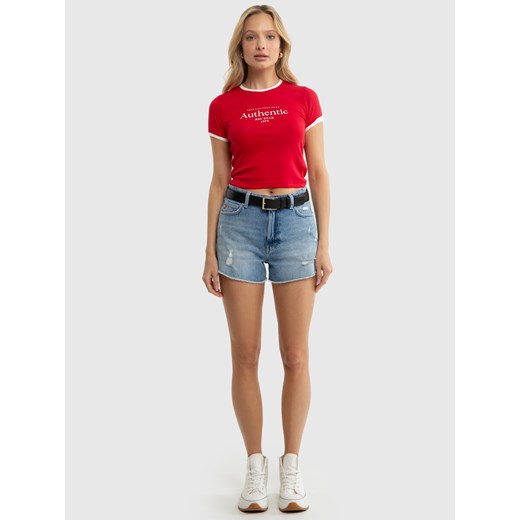 Koszulka damska o kroju slim z linii Authentic czerwona Montha 603 ze sklepu Big Star w kategorii Bluzki damskie - zdjęcie 171944562