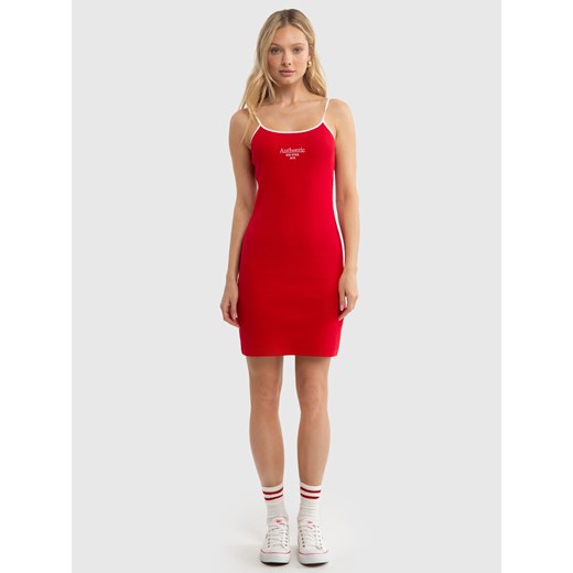 Sukienka damska na ramiączkach z linii Authentic czerwona Nakadaja 603 ze sklepu Big Star w kategorii Sukienki - zdjęcie 171944570