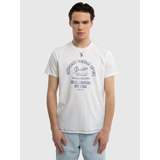 Koszulka męska bawełniana z nadrukiem biała Fabio 100 ze sklepu Big Star w kategorii T-shirty męskie - zdjęcie 171944644