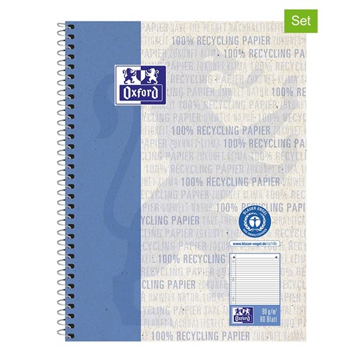 Oxford Kołozeszyty (5 szt.) "Oxford Recycling" w kolorze niebieskim - A5 ze sklepu Limango Polska w kategorii Akcesoria biurowe - zdjęcie 171945922