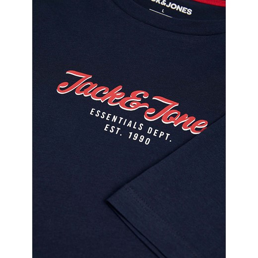 T-shirt męski niebieski Jack & Jones z napisami z krótkim rękawem 
