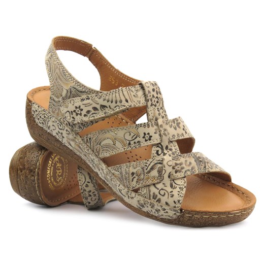 Wygodne sandały damskie skórzane - Waldi 0853, brązowe ze sklepu ulubioneobuwie w kategorii Sandały damskie - zdjęcie 171948781
