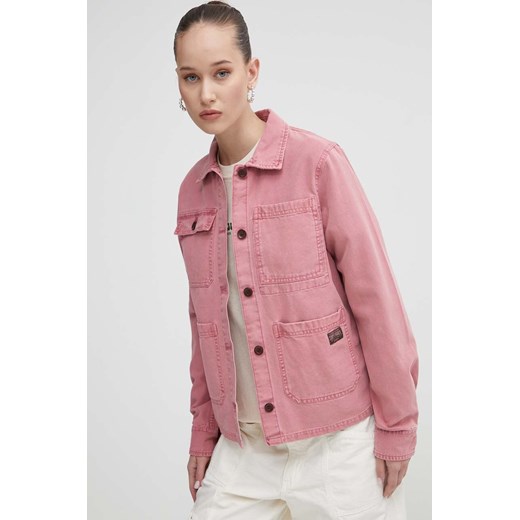 Superdry kurtka bawełniana kolor różowy przejściowa ze sklepu ANSWEAR.com w kategorii Kurtki damskie - zdjęcie 171951052
