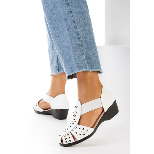 Białe sandały damskie skórzane Melona ze sklepu Zapatos w kategorii Sandały damskie - zdjęcie 171951410