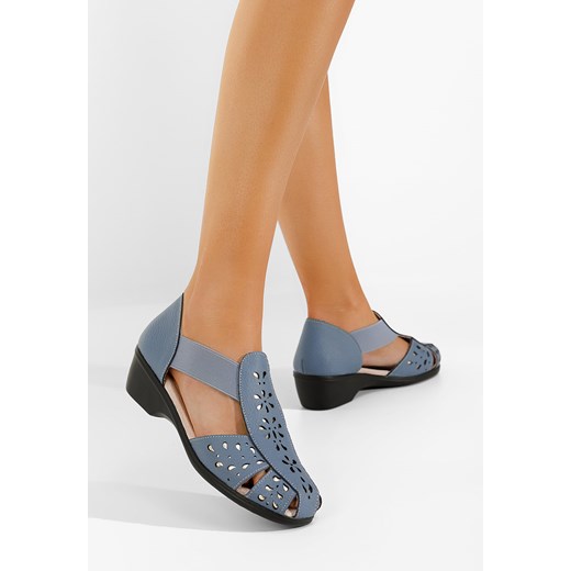 Niebieskie sandały damskie skórzane Melona ze sklepu Zapatos w kategorii Sandały damskie - zdjęcie 171951423