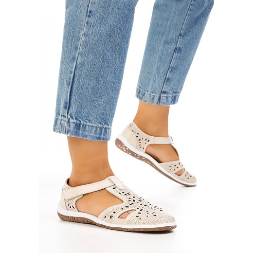 Balerinki beżowe Zapatos casual bez zapięcia na płaskiej podeszwie 