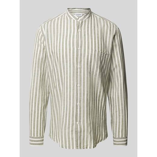 Koszula lniana o kroju Slim Fit z wzorem w paski ze sklepu Peek&Cloppenburg  w kategorii Koszule męskie - zdjęcie 171952193