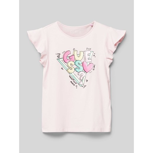 T-shirt z nadrukiem z logo ze sklepu Peek&Cloppenburg  w kategorii Bluzki dziewczęce - zdjęcie 171952210