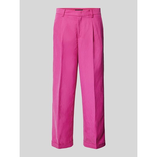 Spodnie o kroju regular fit z zakładkami w pasie i szlufkami na pasek ze sklepu Peek&Cloppenburg  w kategorii Spodnie damskie - zdjęcie 171952751