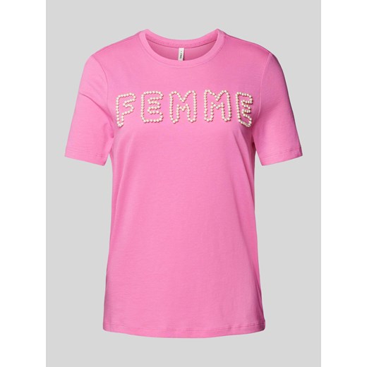 T-shirt z obszyciem perełkami model ‘NANNA’ ze sklepu Peek&Cloppenburg  w kategorii Bluzki damskie - zdjęcie 171952823