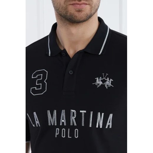 La Martina t-shirt męski młodzieżowy czarny z krótkim rękawem z napisem 