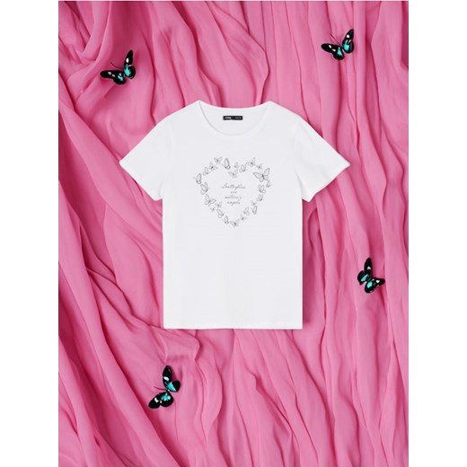 Sinsay - Koszulka z nadrukiem - biały ze sklepu Sinsay w kategorii Bluzki damskie - zdjęcie 171958173