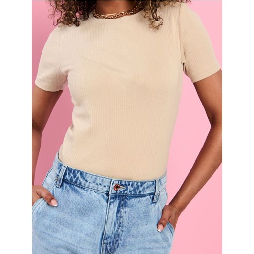 Sinsay - Koszulka w prążki - beżowy ze sklepu Sinsay w kategorii Bluzki damskie - zdjęcie 171958230