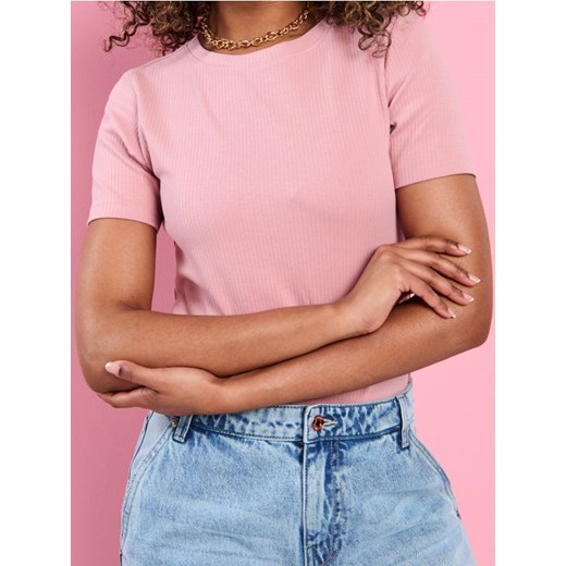Sinsay - Koszulka w prążki - różowy ze sklepu Sinsay w kategorii Bluzki damskie - zdjęcie 171958231