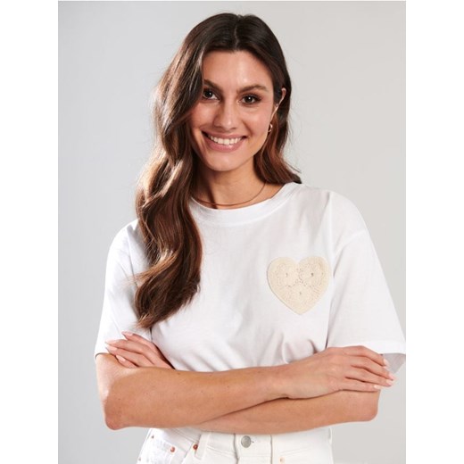 Sinsay - Koszulka z bawełny - biały ze sklepu Sinsay w kategorii Bluzki damskie - zdjęcie 171958232