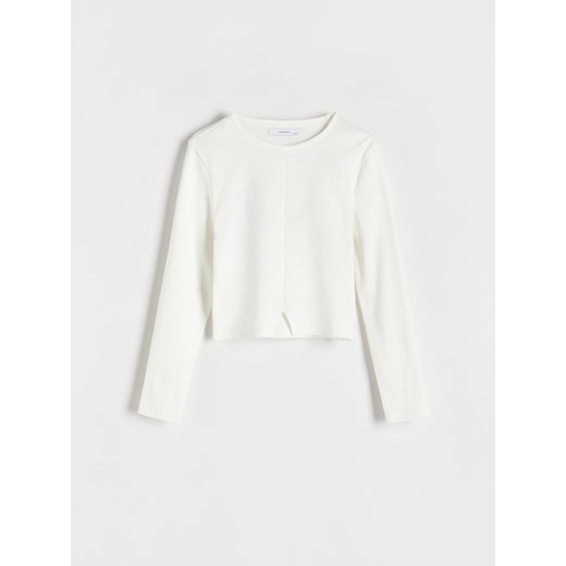 Reserved - Bluzka z ozdobnym wycięciem - złamana biel ze sklepu Reserved w kategorii Bluzki dziewczęce - zdjęcie 171959044