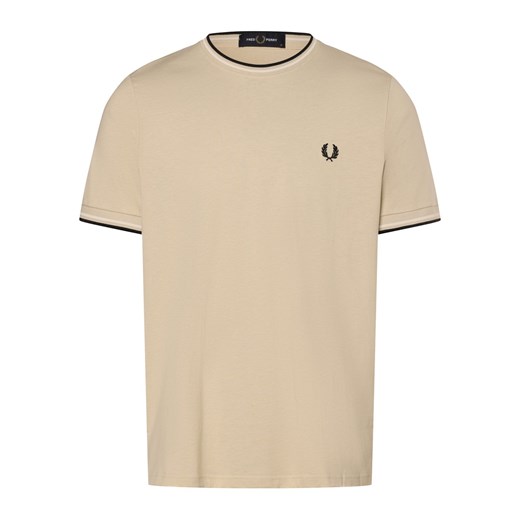 Fred Perry T-shirt męski Mężczyźni Bawełna beżowy jednolity ze sklepu vangraaf w kategorii T-shirty męskie - zdjęcie 171959050