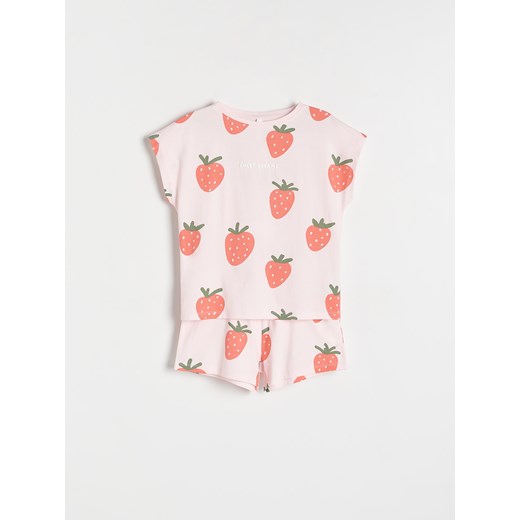 Reserved - Dwuczęściowa piżama w owoce - pastelowy róż ze sklepu Reserved w kategorii Piżamy dziecięce - zdjęcie 171960784