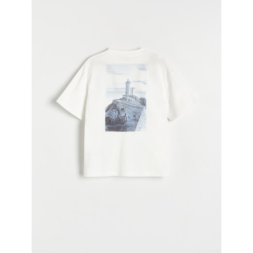 Reserved - T-shirt oversize z nadrukiem - złamana biel Reserved 158/164 (12-13 lat) Reserved