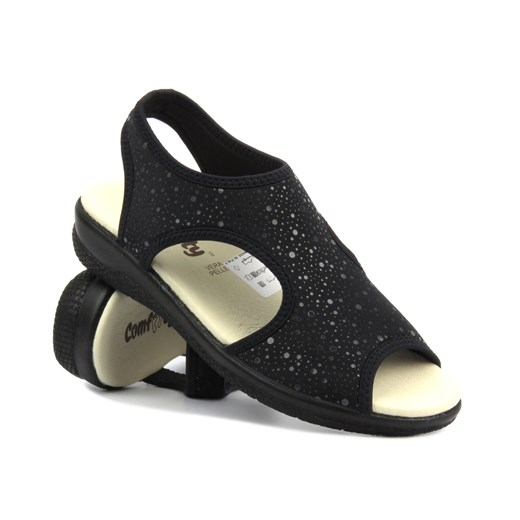 Sandały damskie ze skórzaną wkładką - Comfooty EMMA, czarne ze sklepu ulubioneobuwie w kategorii Sandały damskie - zdjęcie 171960850