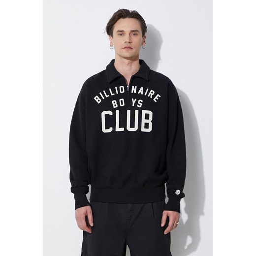 Billionaire Boys Club bluza bawełniana Collared Half Zip Sweater kolor czarny z nadrukiem B24125 ze sklepu PRM w kategorii Bluzy męskie - zdjęcie 171962700