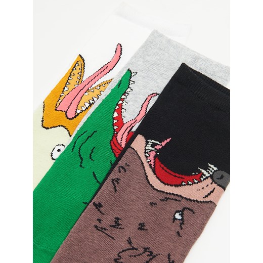 Cropp - 3 pack skarpet z animal printem - czarny Cropp 43-46 Cropp